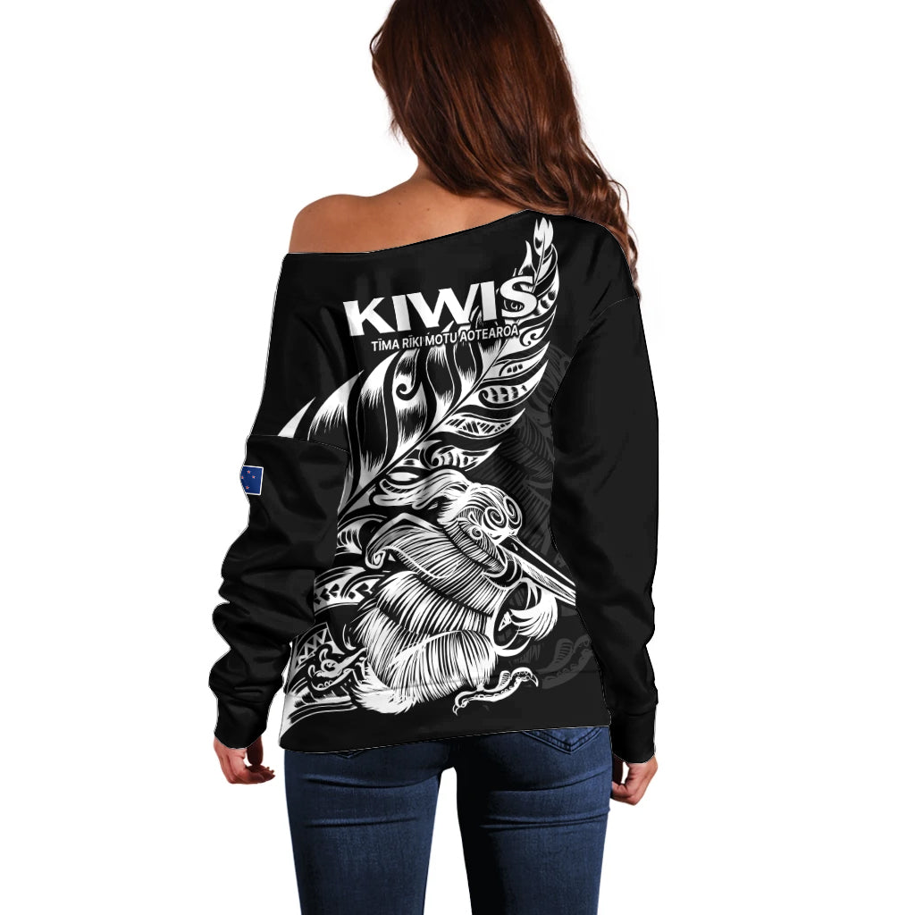 New Zealand Kiwi Rugby Off Shoulder Sweater LT9 - Polynesian Pride