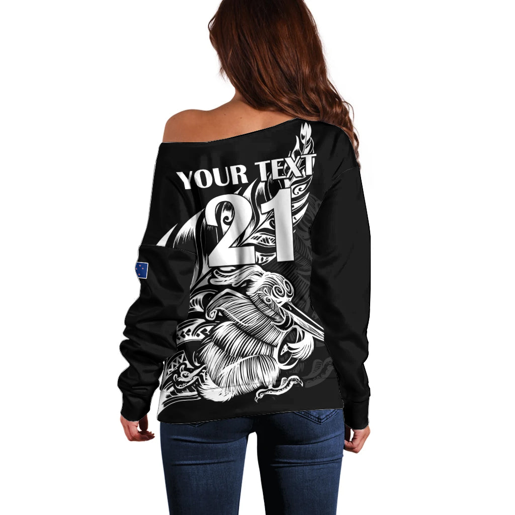 (Custom Text And Number) New Zealand Kiwi Rugby Off Shoulder Sweater LT9 - Polynesian Pride