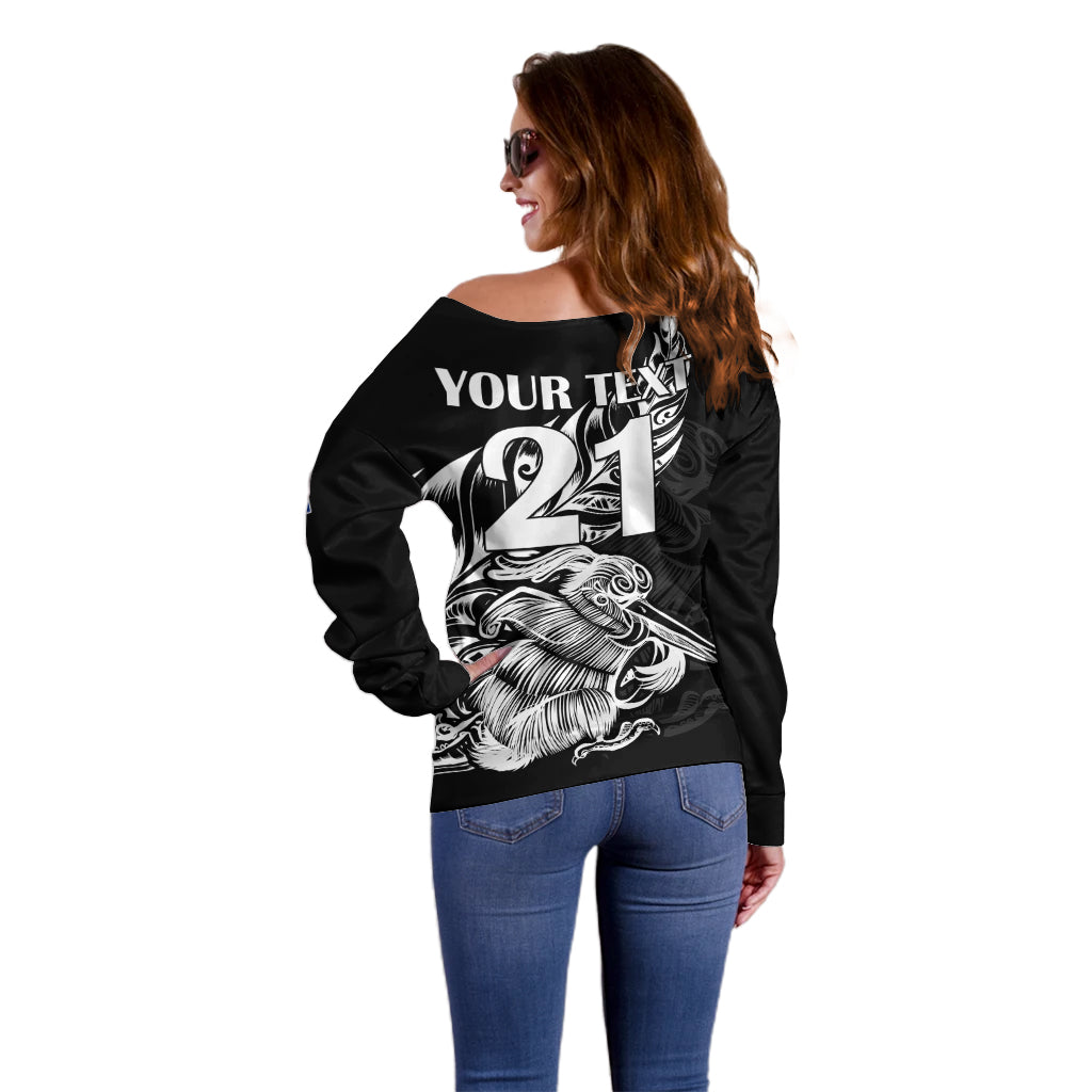 (Custom Text And Number) New Zealand Kiwi Rugby Off Shoulder Sweater LT9 - Polynesian Pride