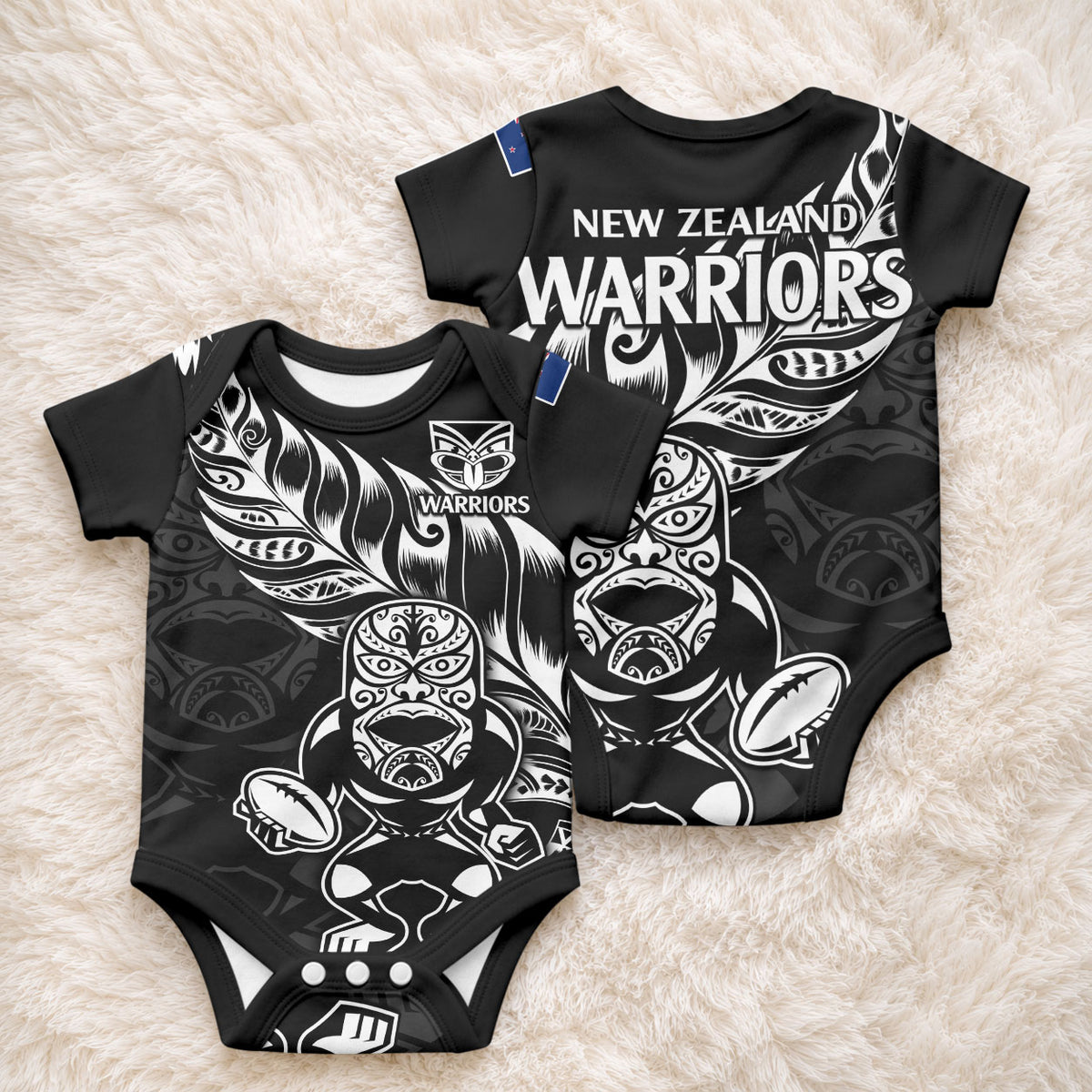 New Zealand Warrior Rugby Baby Onesie LT9 - Polynesian Pride