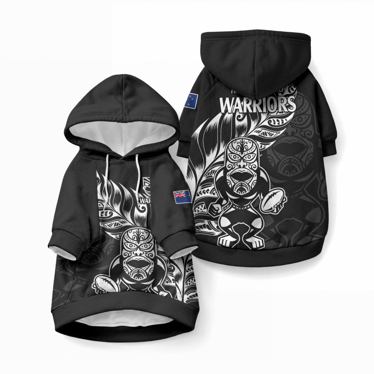 New Zealand Warrior Rugby Pet Hoodie LT9 Pullover Black - Polynesian Pride