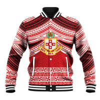 Personalised Kolisi Tonga College Atele Baseball Jacket Polynesian Ngatu Tribal
