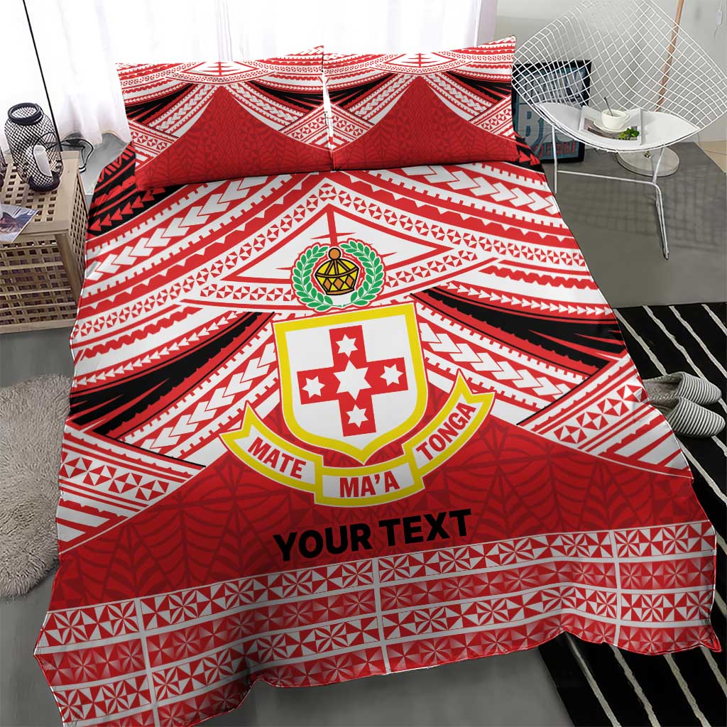 Personalised Kolisi Tonga College Atele Bedding Set Polynesian Ngatu Tribal