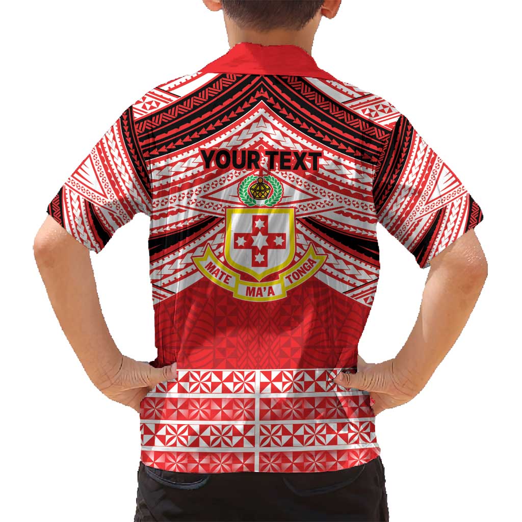 Personalised Kolisi Tonga College Atele Family Matching Long Sleeve Bodycon Dress and Hawaiian Shirt Polynesian Ngatu Tribal LT9 - Polynesian Pride