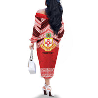 Personalised Kolisi Tonga College Atele Family Matching Off The Shoulder Long Sleeve Dress and Hawaiian Shirt Polynesian Ngatu Tribal