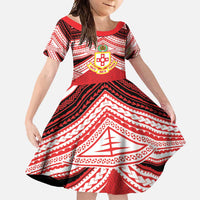 Personalised Kolisi Tonga College Atele Family Matching Off Shoulder Maxi Dress and Hawaiian Shirt Polynesian Ngatu Tribal LT9 Daughter's Dress Red - Polynesian Pride