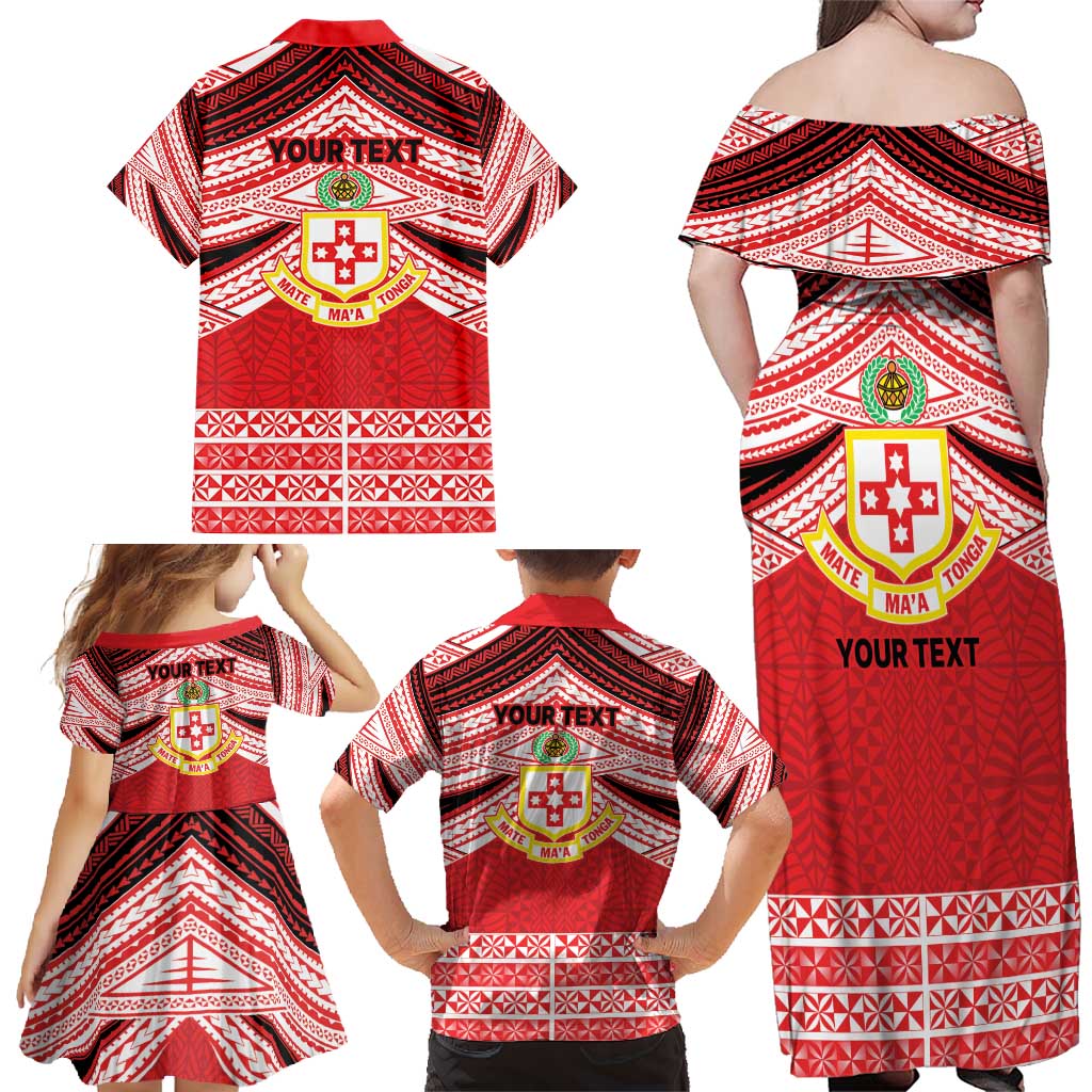 Personalised Kolisi Tonga College Atele Family Matching Off Shoulder Maxi Dress and Hawaiian Shirt Polynesian Ngatu Tribal LT9 - Polynesian Pride