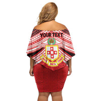 Personalised Kolisi Tonga College Atele Family Matching Off Shoulder Short Dress and Hawaiian Shirt Polynesian Ngatu Tribal LT9 - Polynesian Pride