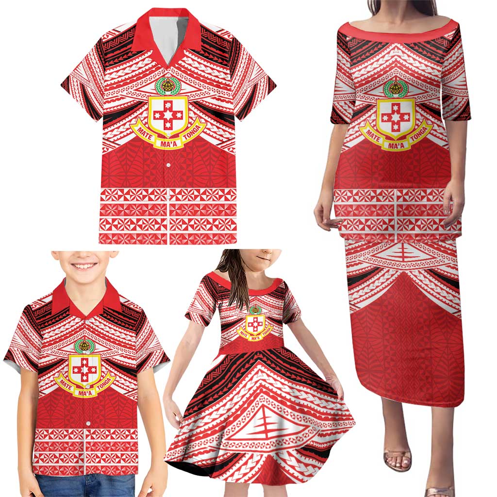 Personalised Kolisi Tonga College Atele Family Matching Puletasi and Hawaiian Shirt Polynesian Ngatu Tribal