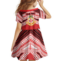 Personalised Kolisi Tonga College Atele Family Matching Short Sleeve Bodycon Dress and Hawaiian Shirt Polynesian Ngatu Tribal LT9 - Polynesian Pride