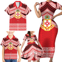 Personalised Kolisi Tonga College Atele Family Matching Short Sleeve Bodycon Dress and Hawaiian Shirt Polynesian Ngatu Tribal LT9 - Polynesian Pride