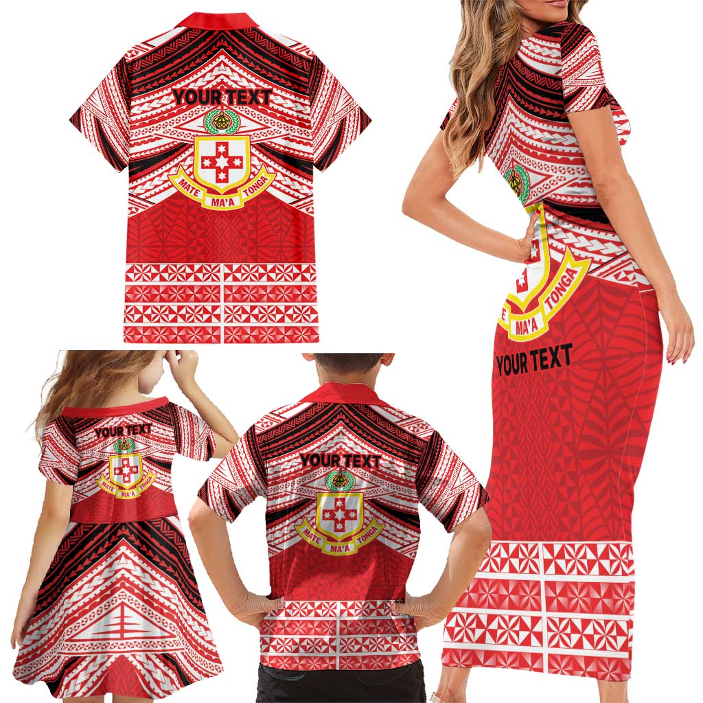 Personalised Kolisi Tonga College Atele Family Matching Short Sleeve Bodycon Dress and Hawaiian Shirt Polynesian Ngatu Tribal LT9 - Polynesian Pride
