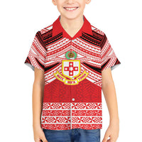 Personalised Kolisi Tonga College Atele Family Matching Short Sleeve Bodycon Dress and Hawaiian Shirt Polynesian Ngatu Tribal LT9 Son's Shirt Red - Polynesian Pride