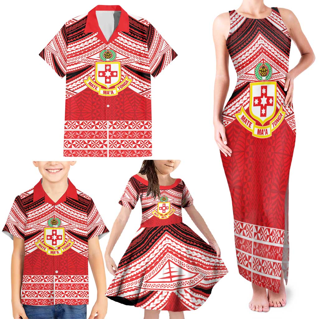 Personalised Kolisi Tonga College Atele Family Matching Tank Maxi Dress and Hawaiian Shirt Polynesian Ngatu Tribal LT9 - Polynesian Pride