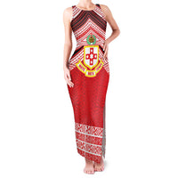 Personalised Kolisi Tonga College Atele Family Matching Tank Maxi Dress and Hawaiian Shirt Polynesian Ngatu Tribal LT9 Mom's Dress Red - Polynesian Pride