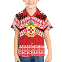 Personalised Kolisi Tonga College Atele Family Matching Tank Maxi Dress and Hawaiian Shirt Polynesian Ngatu Tribal LT9 Son's Shirt Red - Polynesian Pride