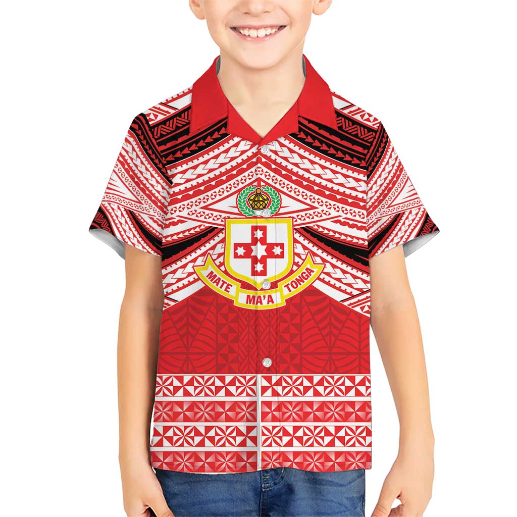 Personalised Kolisi Tonga College Atele Kid Hawaiian Shirt Polynesian Ngatu Tribal