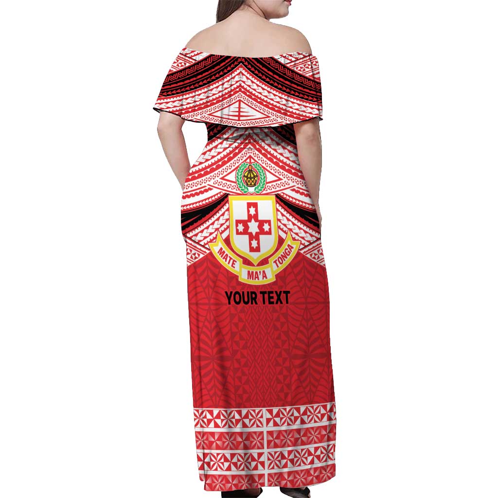 Personalised Kolisi Tonga College Atele Off Shoulder Maxi Dress Polynesian Ngatu Tribal LT9 - Polynesian Pride