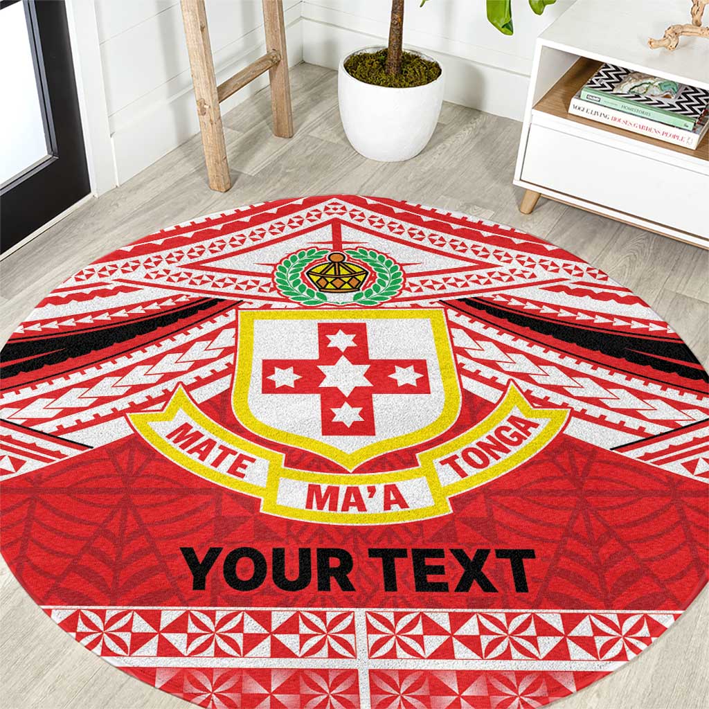 Personalised Kolisi Tonga College Atele Round Carpet Polynesian Ngatu Tribal