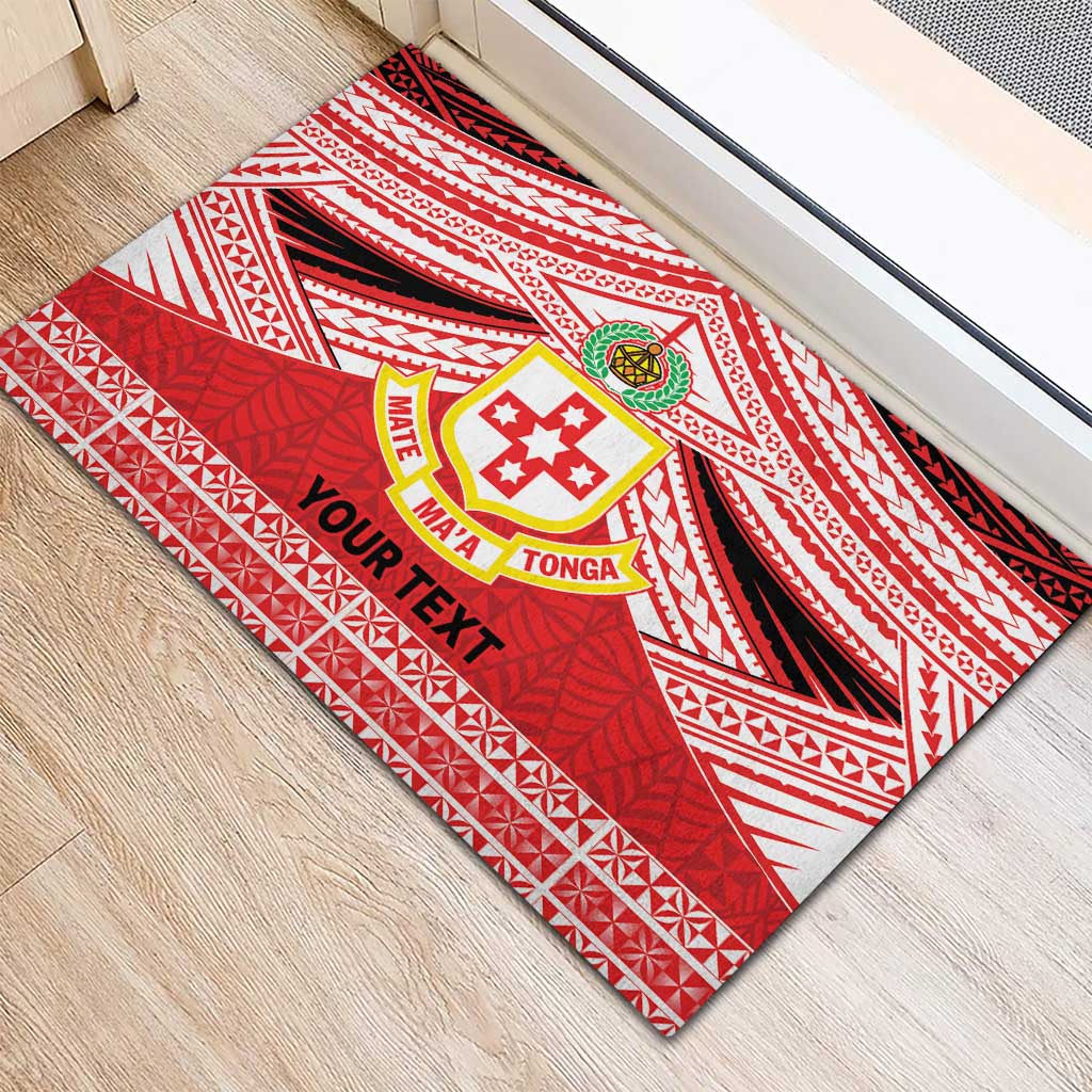 Personalised Kolisi Tonga College Atele Rubber Doormat Polynesian Ngatu Tribal