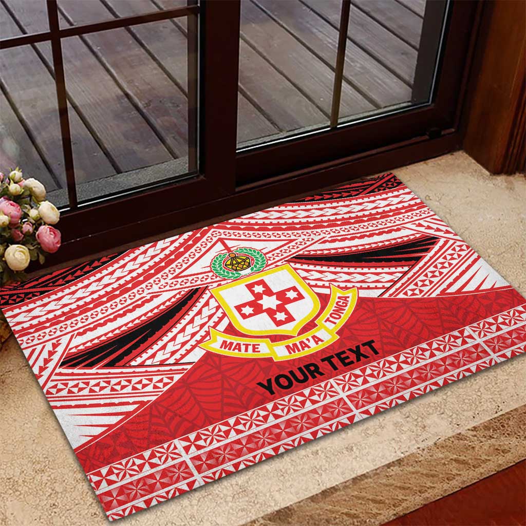 Personalised Kolisi Tonga College Atele Rubber Doormat Polynesian Ngatu Tribal