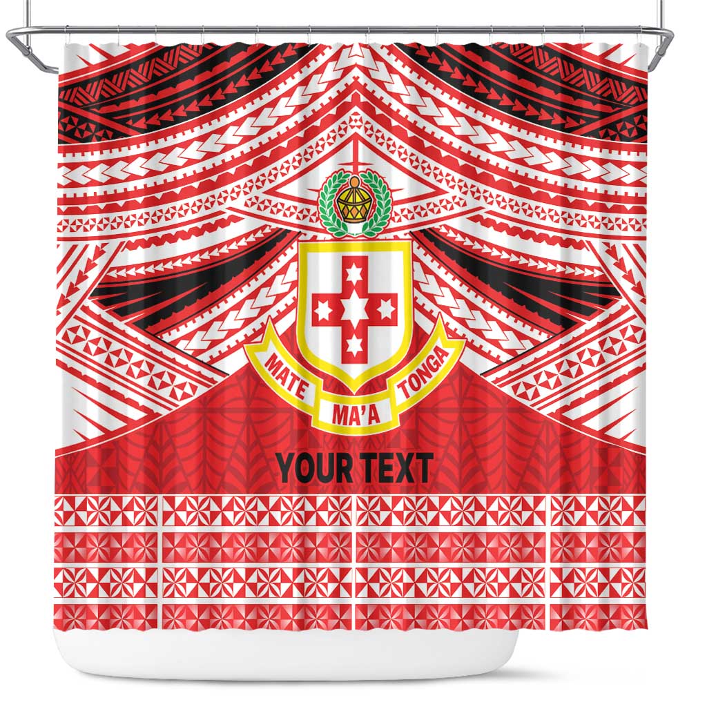 Personalised Kolisi Tonga College Atele Shower Curtain Polynesian Ngatu Tribal