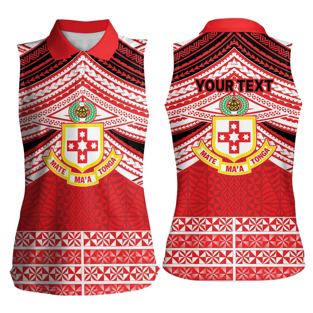 Personalised Kolisi Tonga College Atele Women Sleeveless Polo Shirt Polynesian Ngatu Tribal