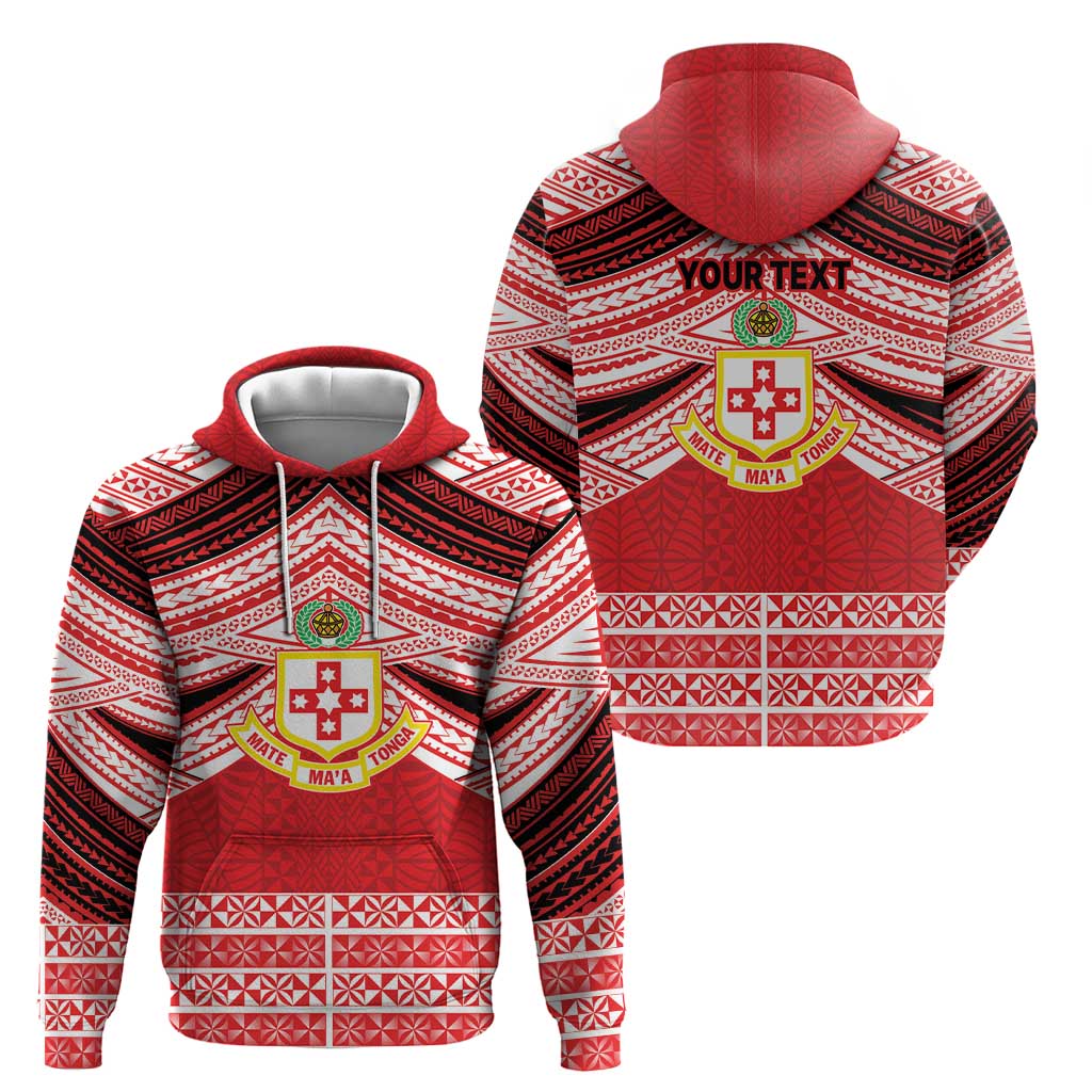 Personalised Kolisi Tonga College Atele Zip Hoodie Polynesian Ngatu Tribal