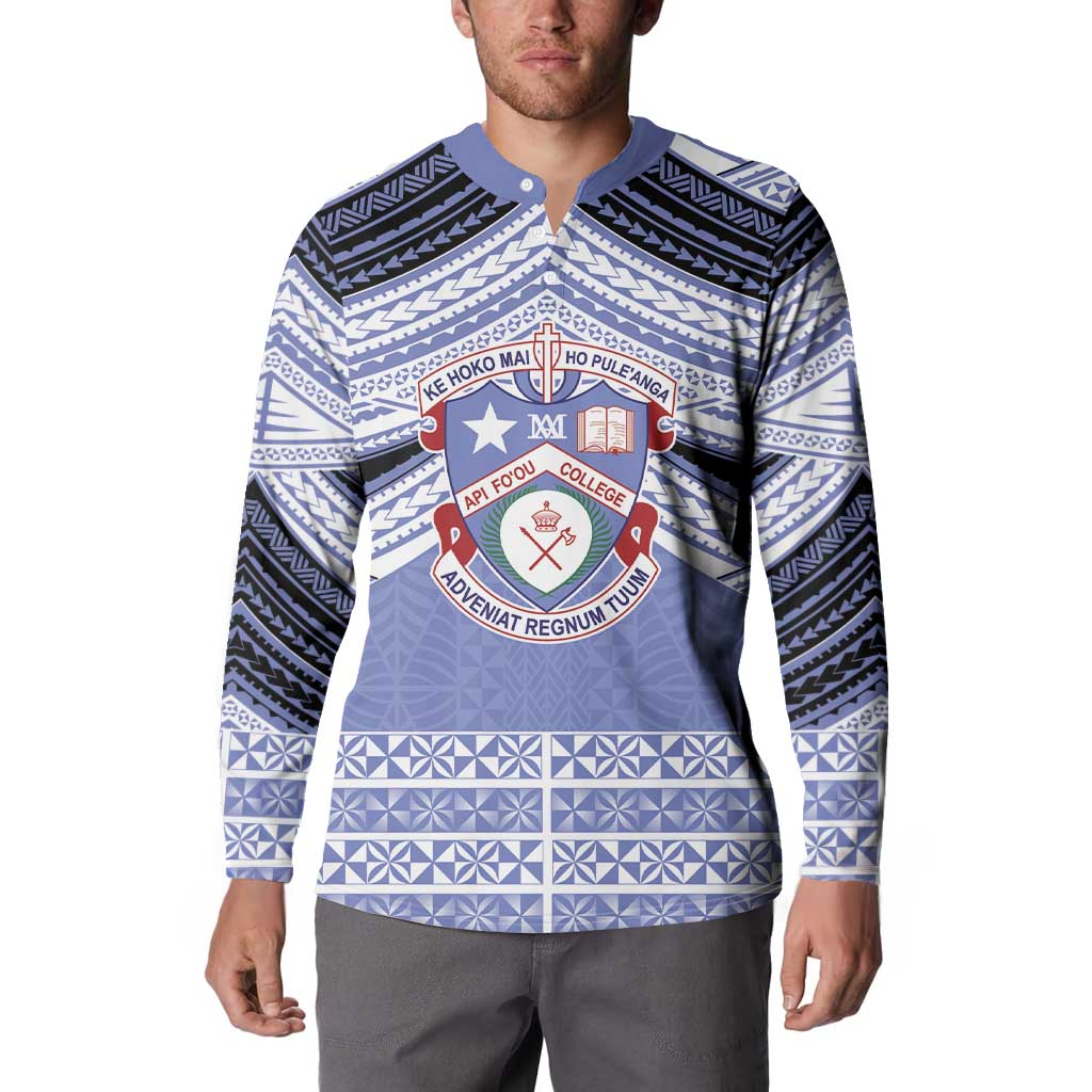 Personalised Tonga Apifoou College Button Sweatshirt Polynesian Ngatu Tribal