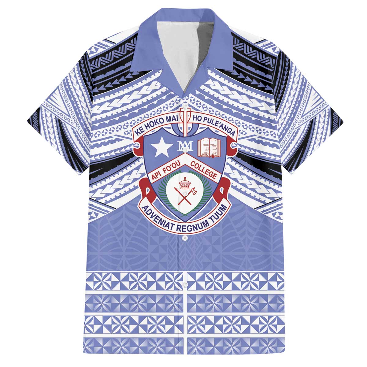 Personalised Tonga Apifoou College Family Matching Off The Shoulder Long Sleeve Dress and Hawaiian Shirt Polynesian Ngatu Tribal