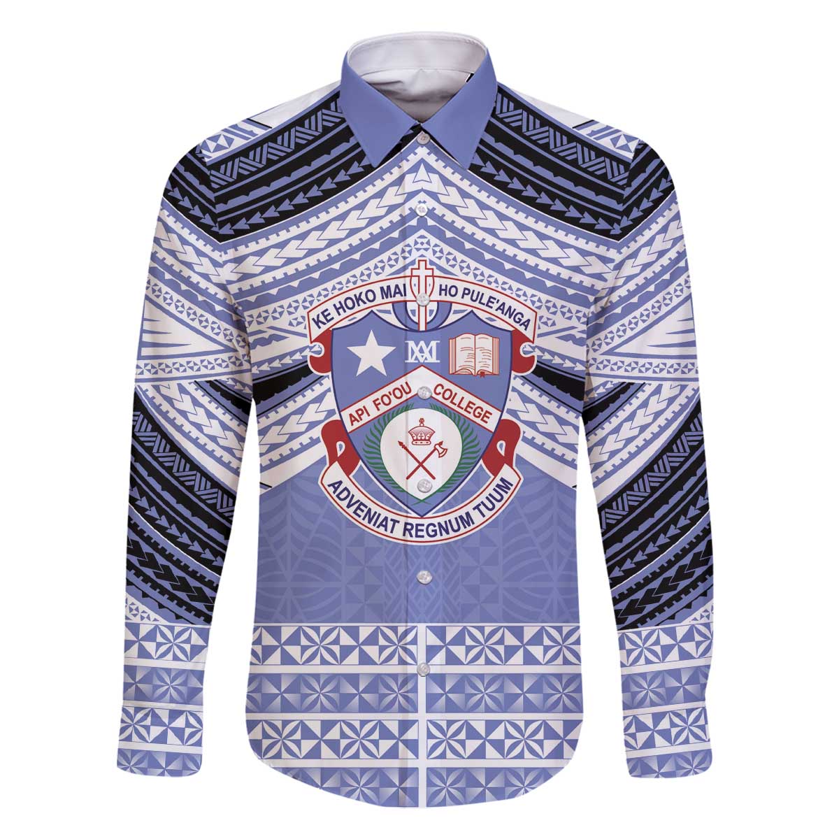 Personalised Tonga Apifoou College Family Matching Off The Shoulder Long Sleeve Dress and Hawaiian Shirt Polynesian Ngatu Tribal