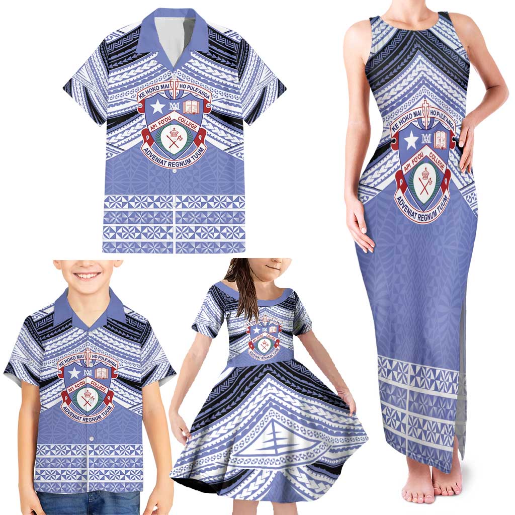 Personalised Tonga Apifoou College Family Matching Tank Maxi Dress and Hawaiian Shirt Polynesian Ngatu Tribal LT9 - Polynesian Pride