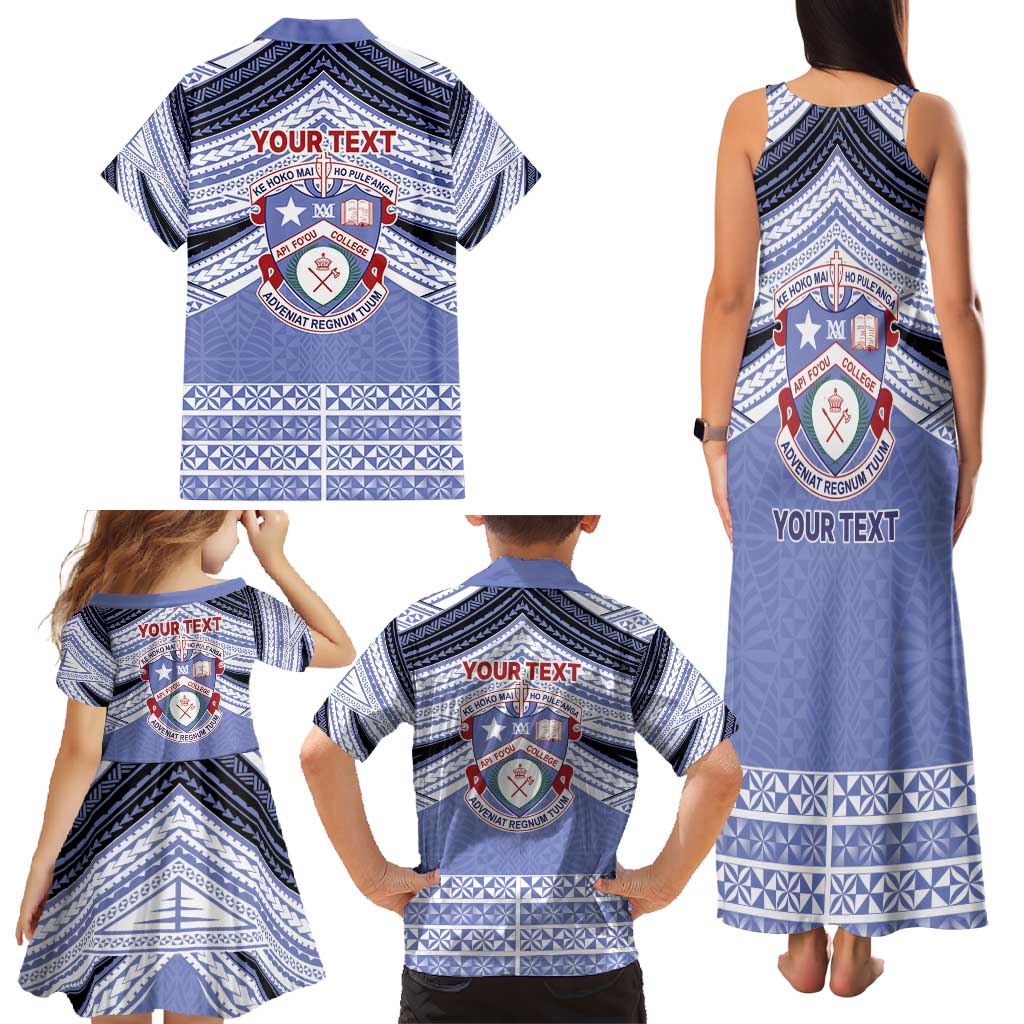 Personalised Tonga Apifoou College Family Matching Tank Maxi Dress and Hawaiian Shirt Polynesian Ngatu Tribal LT9 - Polynesian Pride