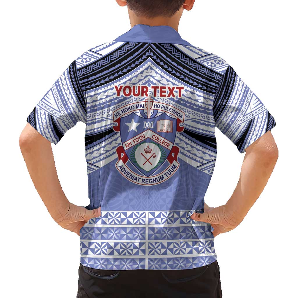 Personalised Tonga Apifoou College Kid Hawaiian Shirt Polynesian Ngatu Tribal