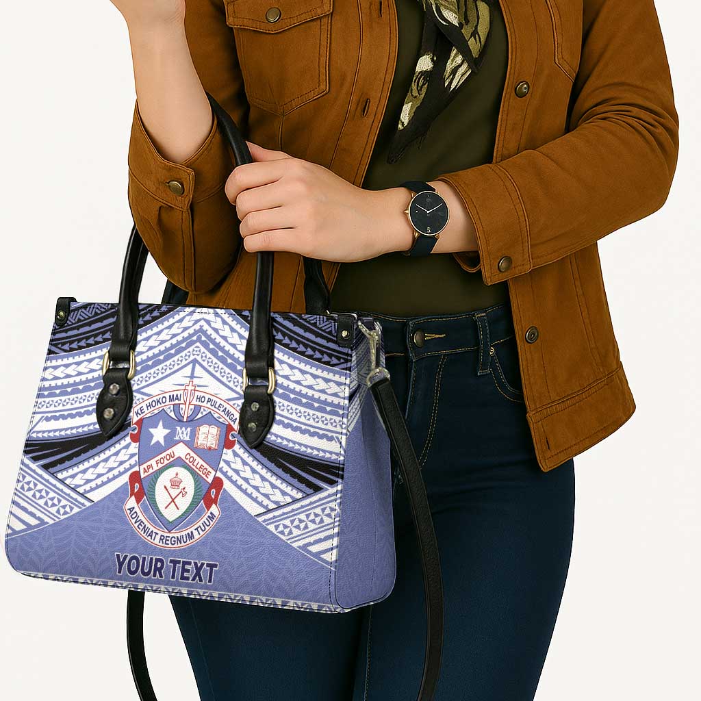 Personalised Tonga Apifoou College Leather Bag Polynesian Ngatu Tribal - Polynesian Pride