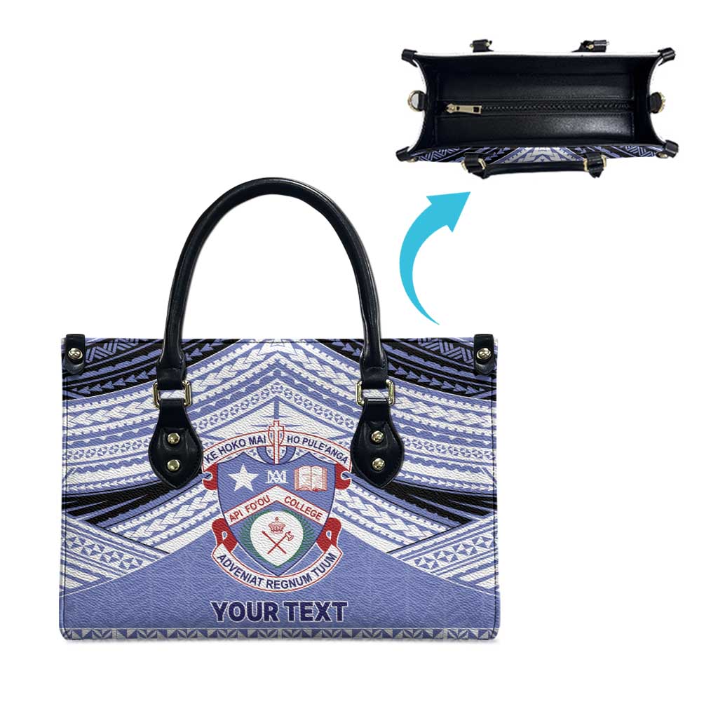 Personalised Tonga Apifoou College Leather Bag Polynesian Ngatu Tribal - Polynesian Pride