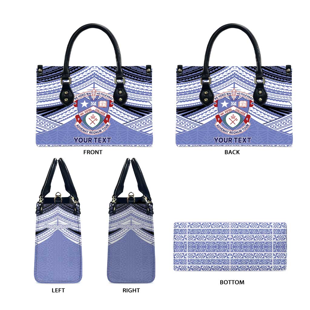 Personalised Tonga Apifoou College Leather Bag Polynesian Ngatu Tribal - Polynesian Pride