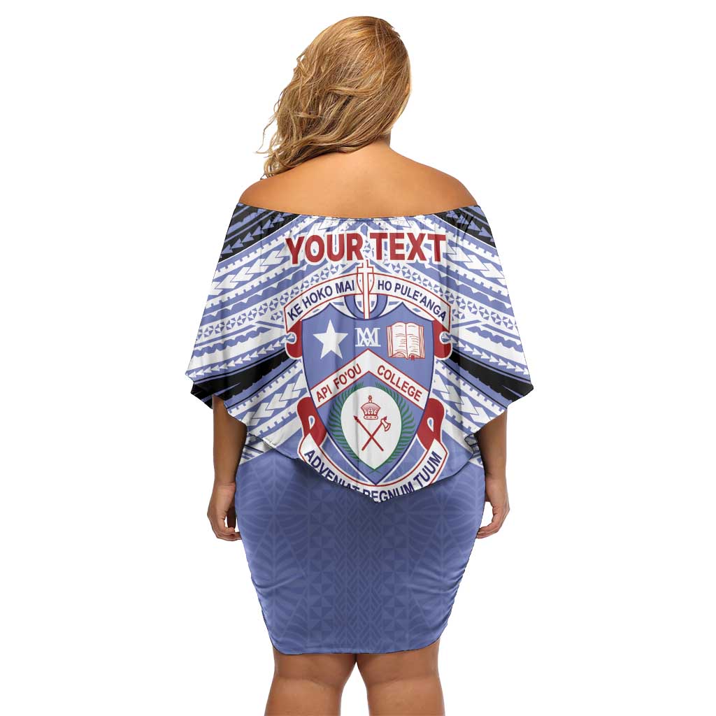 Personalised Tonga Apifoou College Off Shoulder Short Dress Polynesian Ngatu Tribal