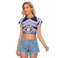 Personalised Tonga Apifoou College Raglan Cropped T Shirt Polynesian Ngatu Tribal