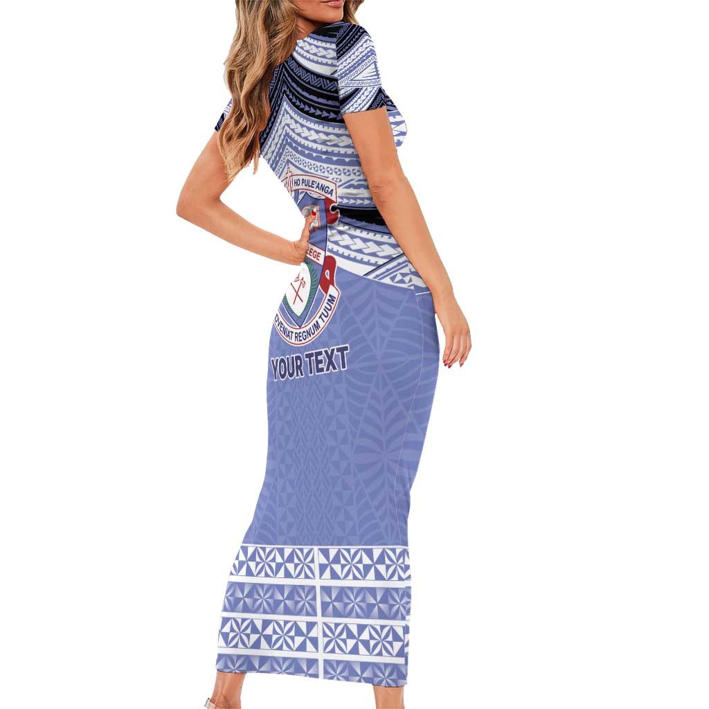Personalised Tonga Apifoou College Short Sleeve Bodycon Dress Polynesian Ngatu Tribal