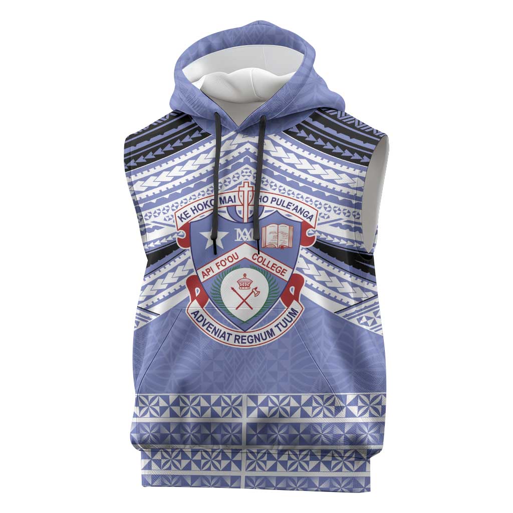 Personalised Tonga Apifoou College Sleeveless Hoodie Polynesian Ngatu Tribal - Polynesian Pride