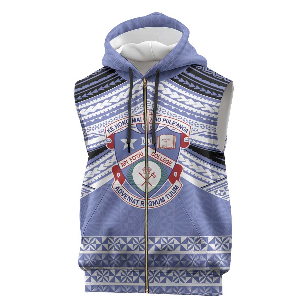 Personalised Tonga Apifoou College Sleeveless Zip Hoodie Polynesian Ngatu Tribal - Polynesian Pride