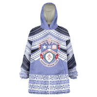 Personalised Tonga Apifoou College Wearable Blanket Hoodie Polynesian Ngatu Tribal LT9 One Size Blue - Polynesian Pride