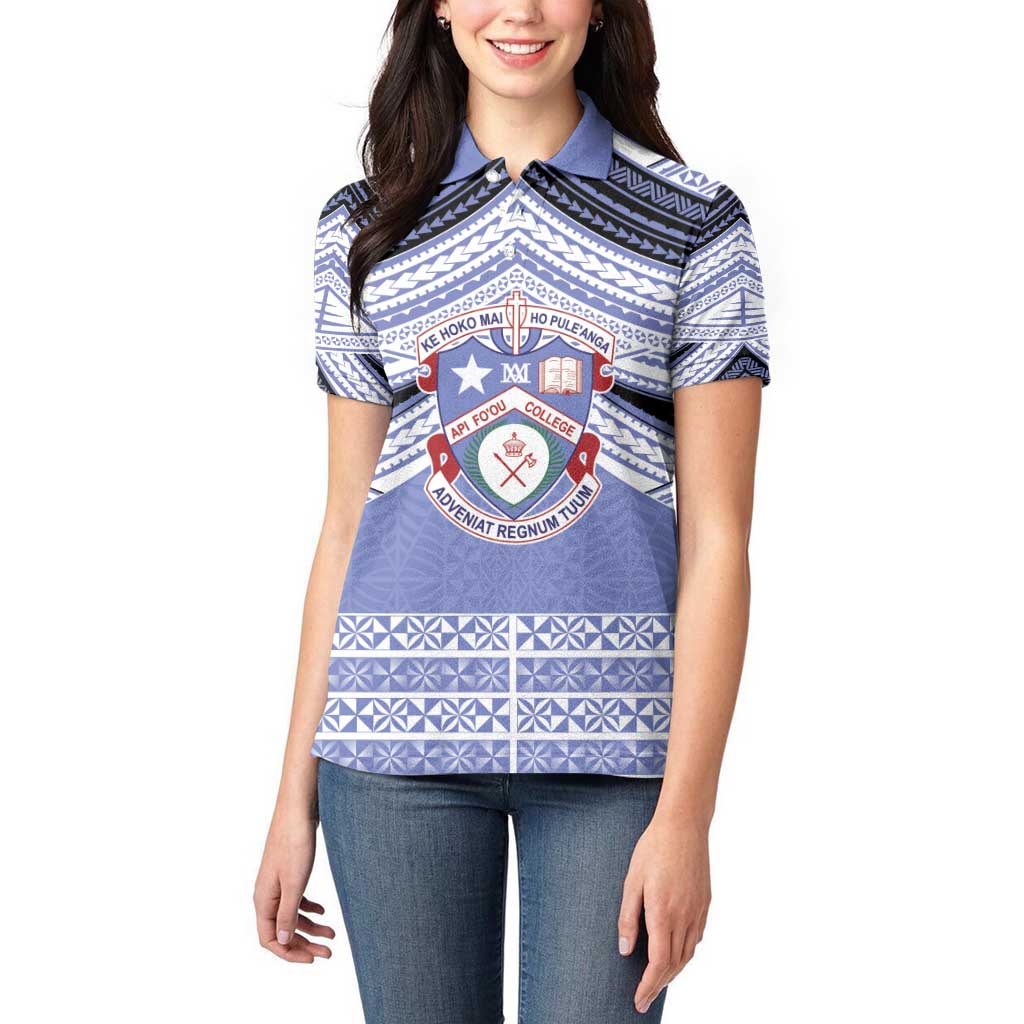 Personalised Tonga Apifoou College Women Polo Shirt Polynesian Ngatu Tribal