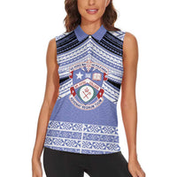 Personalised Tonga Apifoou College Women Sleeveless Polo Shirt Polynesian Ngatu Tribal