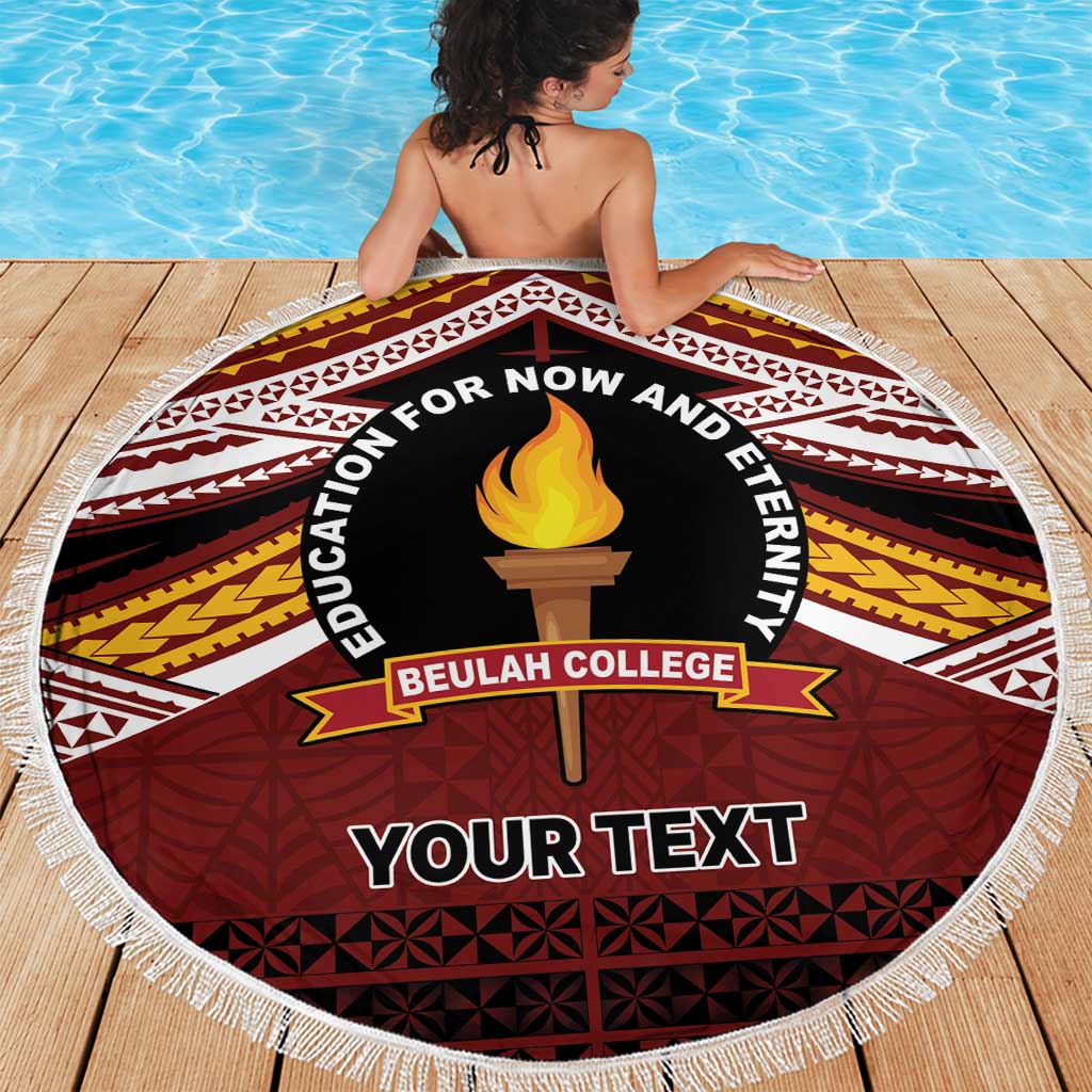 Personalised Tonga Beulah College Beach Blanket Polynesian Ngatu Tribal