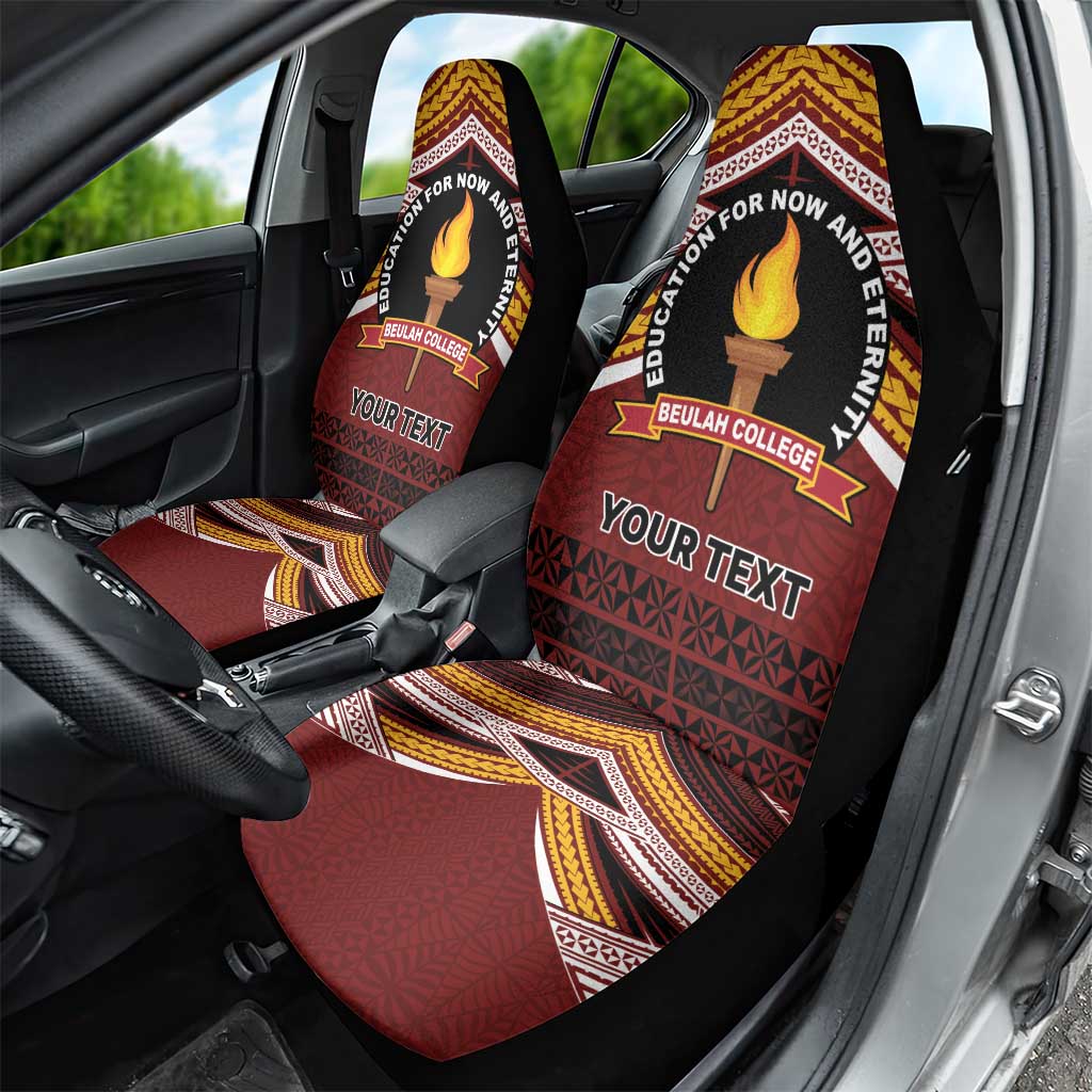 Personalised Tonga Beulah College Car Seat Cover Polynesian Ngatu Tribal