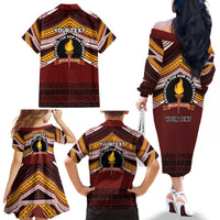 Personalised Tonga Beulah College Family Matching Off The Shoulder Long Sleeve Dress and Hawaiian Shirt Polynesian Ngatu Tribal
