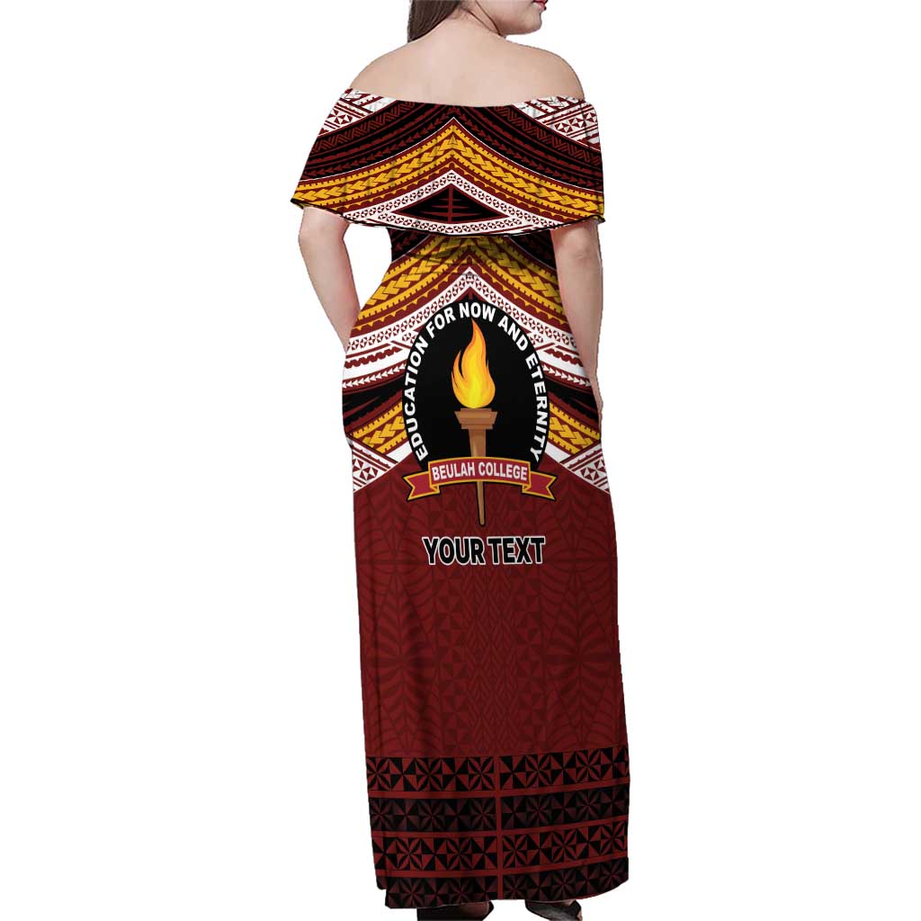 Personalised Tonga Beulah College Family Matching Off Shoulder Maxi Dress and Hawaiian Shirt Polynesian Ngatu Tribal LT9 - Polynesian Pride
