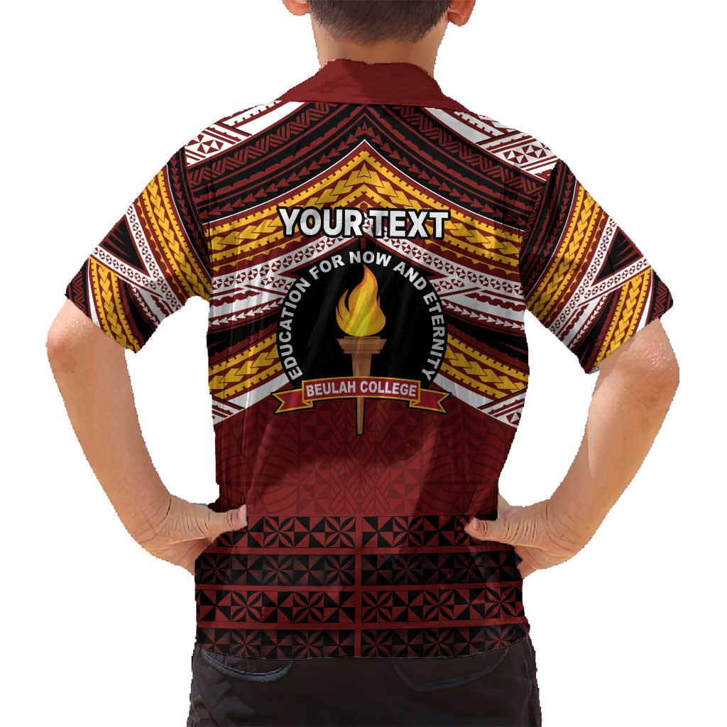 Personalised Tonga Beulah College Family Matching Off Shoulder Short Dress and Hawaiian Shirt Polynesian Ngatu Tribal LT9 - Polynesian Pride